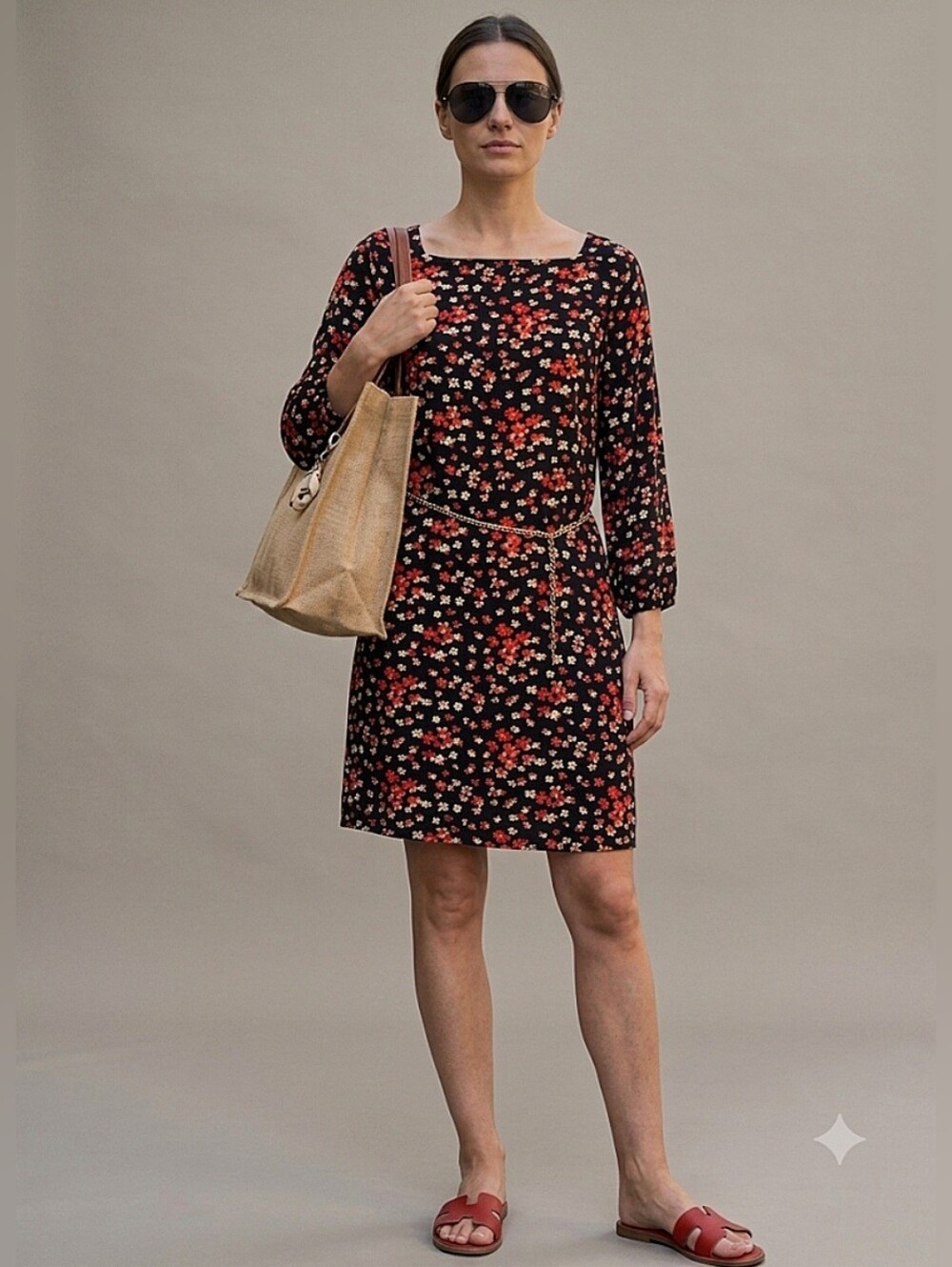 GAP Shift Summer Dress Cut-out Keyhole Side Pockets Size S / Floral